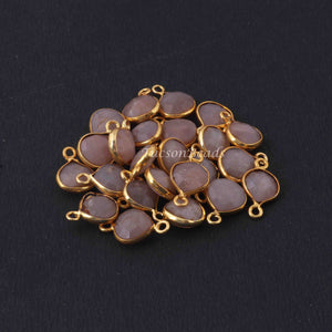 12 Pcs Peach Moonstone 24k Gold Plated Faceted Heart Shape Pendant/Connector -16mmx9mm-13mmx9mm PC789 - Tucson Beads