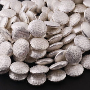 2 Strands Silver Plated Copper Coin Beads, Round Beads, Jewelry Making Tools, 20mm 8 Inches, GPC053 - Tucson Beads
