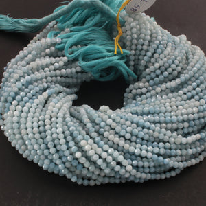 1 Long Strand Multi Aquamarine Faceted Round Balls - Gemstone Round Balls - 4mm-13 Inches RB0207 - Tucson Beads