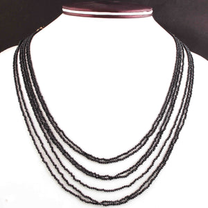 115ct.7 Strands Of Genuine Black Spinel Necklace-Faceted Rondelle Beads-Rare & Natural Necklace - Stunning Elegant Necklace 2mm BR1583 - Tucson Beads