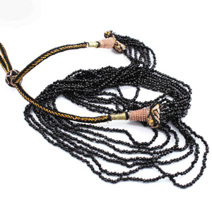 115ct.7 Strands Of Genuine Black Spinel Necklace-Faceted Rondelle Beads-Rare & Natural Necklace - Stunning Elegant Necklace 2mm BR1583 - Tucson Beads