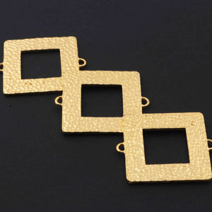 3 Pcs Beautiful Fancy Copper Charms 24k Gold Plated Connectors  -Square Shape Double Bail Connector  -35mmx29mm GPC516 - Tucson Beads