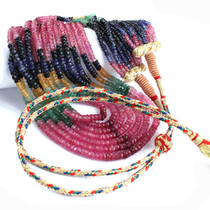 400ct.7 Strands Of Genuine Multi Sapphire Necklace-Faceted Rondelle Beads-Rare & Natural Necklace - Stunning Elegant Necklace 2mm-4mm BR1581 - Tucson Beads