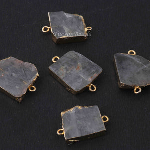5 Pcs Gray rutile 24k Gold  Plated Connector -  Electroplated With Square Shape  -25mmx18mm-AR022 - Tucson Beads