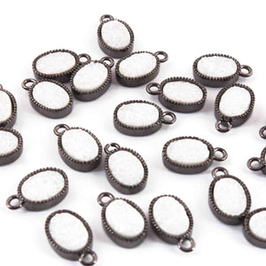 10 Pcs Mystic Druzy Pendant Oval Shape Pendant, Oxidized Silver Plated, Titanium Pendant,Bezel Oval Pendant  11mmX6mm PC994 - Tucson Beads