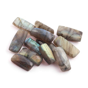 12 Pcs Amazing Labradorite Faceted Cabochon Spectrolite - Rectangle Shape Multi Fire Loose Gemstone -22mmx9mm-17mmx8mm-  LGS687 - Tucson Beads
