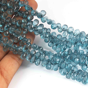 1 Strand Blue Topaz  Faceted Briolettes -Tear Shape  Briolettes -9mmx5mm   8 Inches BR1696 - Tucson Beads