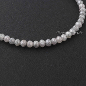 28 Ct 1 Long Strand Gray Diamond 1mm Large Big HoleRondelles Genuine Diamond Beads 8 Inch Long BDU015 - Tucson Beads