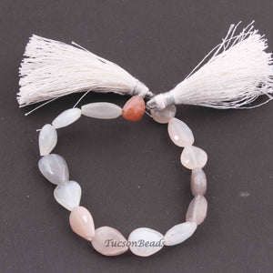 2  Strand Peach Moonstone Faceted Briolettes  -Assorted  Shape  Briolettes 10mmx9mm-14mmx9mm 7  Inches BR3210 - Tucson Beads