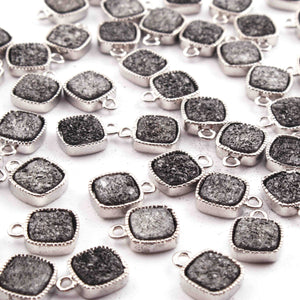 10 Pcs Mystic Black/Grey Druzy Square Drop Pendant, Silver Plated Titanium Pendant, Bezel Pendant 9mmX7mm PC1066 - Tucson Beads