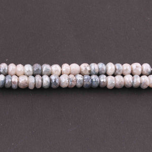1 Long Strands Gray Moonstone Silver Coated Faceted Roundels - Round Round  Roundel Beads 4mmx5mm 15.5 Inches BR3232 - Tucson Beads
