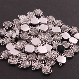 10 Pcs Mystic Silver Druzy Square Drop Pendant, Silver Plated Titanium Pendant, Bezel Pendant 9mmX7mm PC1067 - Tucson Beads