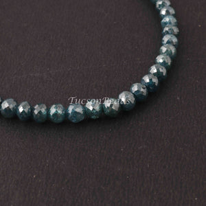 37 Ct 1 Long Strand Blue Diamond  1mm Large Big Hole Rondelles Genuine Diamond Beads 8 Inch Long BDU013 - Tucson Beads