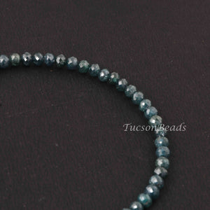 26 Ct 1 Long Strand Blue Diamond  1mm Large Big Hole Rondelles Genuine Diamond Beads 8 Inch Long BDU010 - Tucson Beads