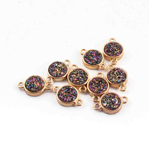10 Pcs Mystic Druzy Round Drop Pendant, 24k Gold Plated, Titanium  Pendant, Bezel Pendant 9mmX7mm PC1006 - Tucson Beads