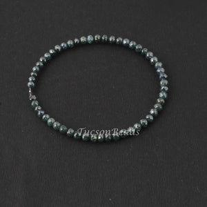 32.5 Ct 1 Long Strand Blue Diamond  1mm Large Big Hole Rondelles Genuine Diamond Beads 8 Inch Long BDU012 - Tucson Beads