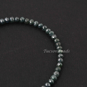 32.5 Ct 1 Long Strand Blue Diamond  1mm Large Big Hole Rondelles Genuine Diamond Beads 8 Inch Long BDU012 - Tucson Beads
