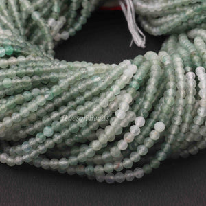 5 Strands Shaded Green Quartz Gemstone Balls, Semiprecious beads 12.5 Inches Long- Faceted Gemstone -3mm Jewelry RB0077 - Tucson Beads