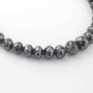 312 Ct 1 Long Strand Black Diamond  1mm Large Big Hole Rondelles Genuine Diamond Beads 18 Inch Long BDU005 - Tucson Beads
