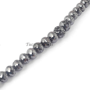 310 Ct 1 Long Strand Black Diamond  1mm Large Big Hole Rondelles Genuine Diamond Beads 18 Inch Long BDU006 - Tucson Beads