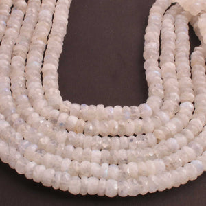 1 Strand White Rainbow Moonstone faceted Rondelles - Roundel Beads 7mm-4mm 10 Inches BR015 - Tucson Beads