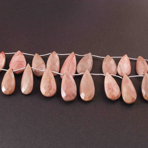 1  Strand Pink Jasper Faceted  Briolettes  - Fancy  Briolettes  -27mmx13mm 8.15 Inches BR01440 - Tucson Beads