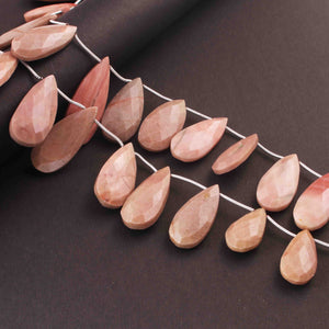 1  Strand Pink Jasper Faceted  Briolettes  - Fancy  Briolettes  -27mmx13mm 8.15 Inches BR01440 - Tucson Beads