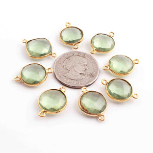17 Pcs Green Amethyst Faceted Assorted Shape 24k Gold Plated Connector   - 20mmx15mm-PC546 - Tucson Beads