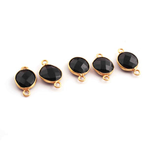 10 Pcs Black Onyx Faceted Oval Shape 24k Gold Plated Connector   - 25mmx15mm-PC973 - Tucson Beads