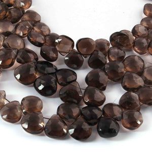 1  Strand Smoky Quartz Faceted Briolettes -Heart Shape  Briolettes - 8mmx7mm-12mmx12mm - 10 Inches BR02039 - Tucson Beads