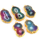5 Pcs 24k Gold Plated Geode Agate Mix Druzzy Slice Pendant , Fancy Shape Druzzy , Gemstone Pendant 45mmx23mm-56mmx28mm Jewelry Making DRZ332 - Tucson Beads