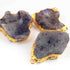 3 Pcs 24k Gold Plated Natural Purple Geode Druzzy Pendant , Fancy Shape Druzzy , Gemstone Pendant , 48mmx43mm-44mmx33mm Jewelry Making DRZ336