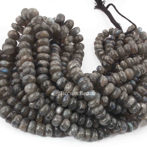 1  Strand Labradorite Smooth Roundels - Smooth Roundels Beads 6mm-13mm 18 Inches long BR3135 - Tucson Beads