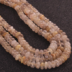 1  Strand Natural Golden Rutile Smooth Rondelle -Gem Stone Beads Plain Rondelles  Beads, 8mm-10mm-16 Inches BR02945 - Tucson Beads