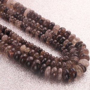 1  Strand Natural Black Rutile  Smooth Rondelle -Gem Stone Beads Plain Rondelles-Tourmalated Quartz  Beads, 9mm-13mm-17 Inches BR02943 - Tucson Beads