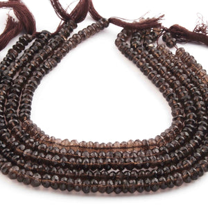 1  Strand  Smoky Quartz  Faceted Roundels - Round Shape  Roundels   5mm-6mm - 10  Inches BR0544 - Tucson Beads