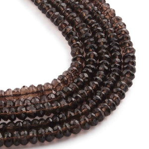 1  Strand  Smoky Quartz  Faceted Roundels - Round Shape  Roundels   5mm-6mm - 10  Inches BR0544 - Tucson Beads