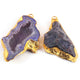 2 Pcs 24k Gold Plated Natural Purple Geode Druzzy Pendant , Fancy Shape Druzzy , Gemstone Pendant 57mmx31mm-64mmx34mm Jewelry Making DRZ331 - Tucson Beads