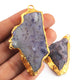 2 Pcs 24k Gold Plated Natural Purple Geode Druzzy Pendant , Fancy Shape Druzzy , Gemstone Pendant 57mmx31mm-64mmx34mm Jewelry Making DRZ331 - Tucson Beads