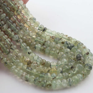 1  Strand Natural Prehnite Smooth Rondelle -Gem Stone Beads Plain Rondelles  Beads, 6mm-7mm-17 Inches BR02948 - Tucson Beads