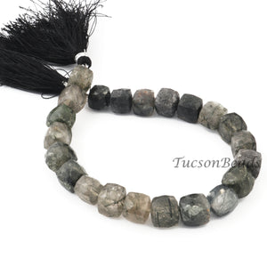 1 Strand Black Rutile Faceted Briolettes -Box Shape Beads  Briolettes 11mm-9mm -8 Inches BR1208 - Tucson Beads