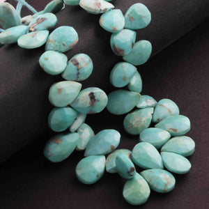 1 Strand Natural Sleeping Beauty Turquoise Faceted Big Size Pear Drop Briolettes -Arizona Turquoise Pear -6mmx10mm-7mmx8mm 8 Inches BR3801 - Tucson Beads