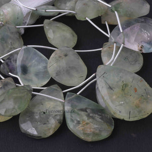 1 Strand Prehnite Pear Drop Faceted Briolettes - Prehnite Briolettes - 22mmx15mm-36mmx25mm 8 Inches BR1926 - Tucson Beads