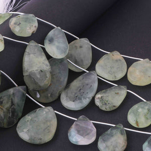 1 Strand Prehnite Pear Drop Faceted Briolettes - Prehnite Briolettes - 22mmx15mm-36mmx25mm 8 Inches BR1926 - Tucson Beads