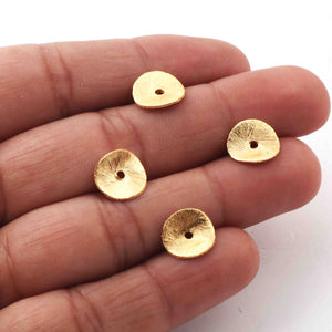 1 Strand Gold Plated Copper Wave Disc Beads,Potato Chips Beads, Scratch Mat Finish Copper, Jewelry Supplies 12mm GPC287 - Tucson Beads