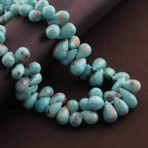 1 Strand Natural Sleeping Beauty Turquoise Faceted Big Size Tear Drop Briolettes -Arizona Turquoise Tear -3mmx7mm-6mmx11mm 9 Inches BR3298 - Tucson Beads