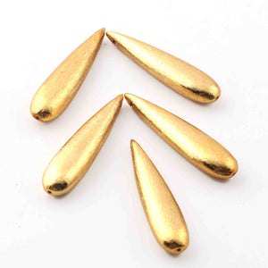 10 Pcs Designer 24k Gold Plated Pear Beads ,Copper Pear Shape Design Charm,Jewelry Making 32mmx9mm GPC921 - Tucson Beads