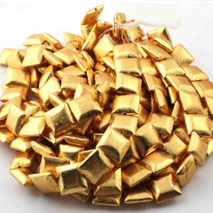 1 Stand Gold Plated Designer Copper Square Shape Beads, Copper Beads, Jewelry Making, 15mm, 8 inches BulkLot GPC893 - Tucson Beads