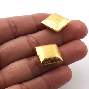 1 Stand Gold Plated Designer Copper Square Shape Beads, Copper Beads, Jewelry Making, 15mm, 8 inches BulkLot GPC893 - Tucson Beads