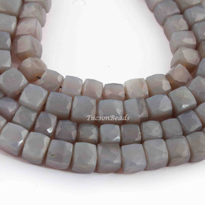 1 Strands Excellent Quality Gray Moonstone Faceted Cube Briolettes - Box Shape Beads 7mm-8mm 9 Inches BR740 - Tucson Beads